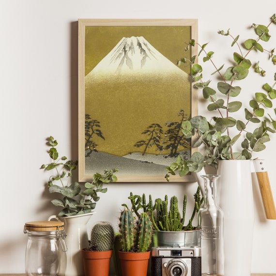 Golden Mt.fuji Print, Yokoyama Taikan, Japanese Landscape, Ukiyo-e