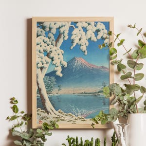 Clearing after Snowfall Mount Fuji by Kawase Hasui, 1930, Japanese woodblock print, shin hanga landscape, Tagonoura Beach winter scene
