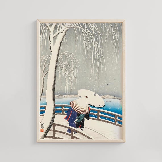 日本絵画 冬 日本画 公園の冬景色