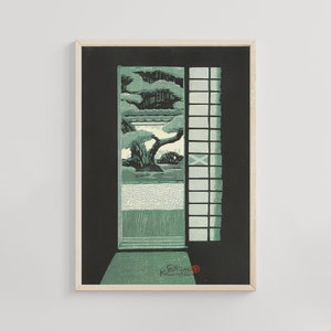 Garden of a Zen Temple, Kasamatsu Shiro Art Print, Japanese Ukiyo-e, Vintage Wall Decor, Zen Garden, Asian Artwork, Meditation