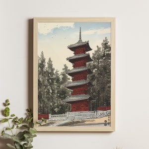 Nikko no to (Nikko Pagoda) - Kotozuka Eiichi Print, Japanese Art, Ukiyo-e Poster, Vintage Wall Art, Asian Decor, Late 20th Century
