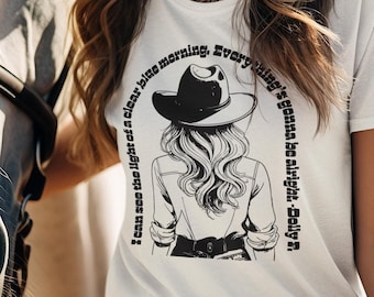 Camiseta vaquera: Camiseta gráfica con cita de Dolly Parton - Estilo western
