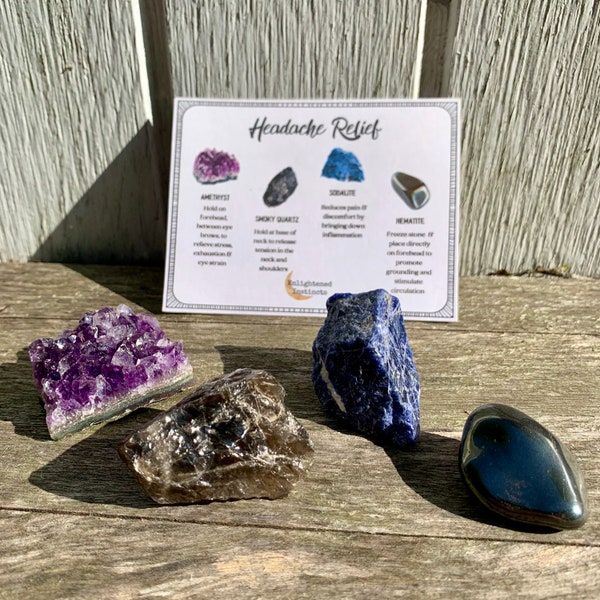 Migraine Crystals- Crystal Set for Headache Relief, Headache Remedy Crystals, Crystal Healing for Pain, Holistic Healing Gift Set