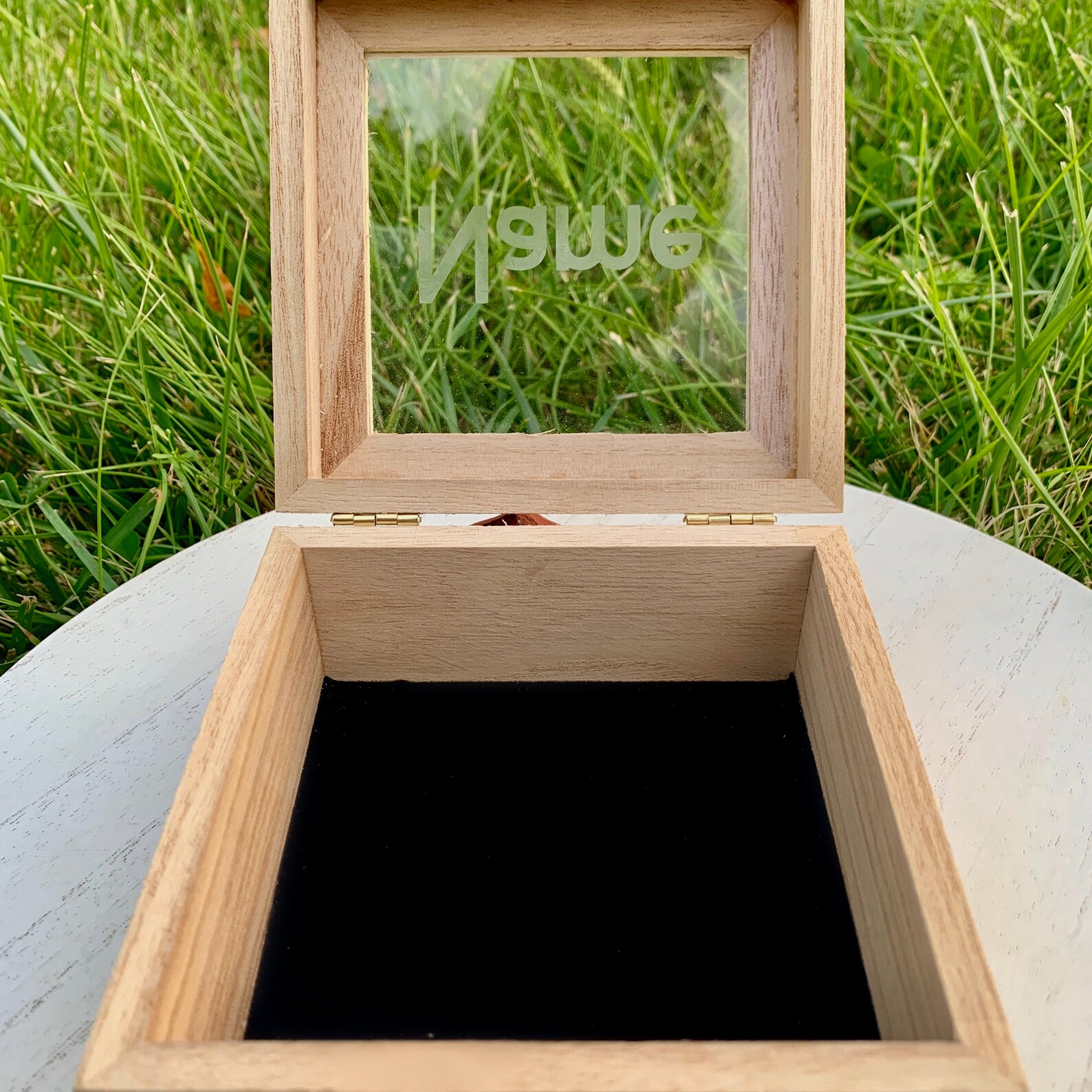 Personalized Wooden Keepsake Box Glass Etched Heirloom Gift Etsy