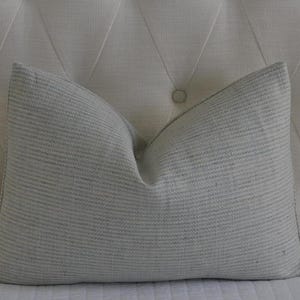 Blue/white woven striped throw pillow cover
