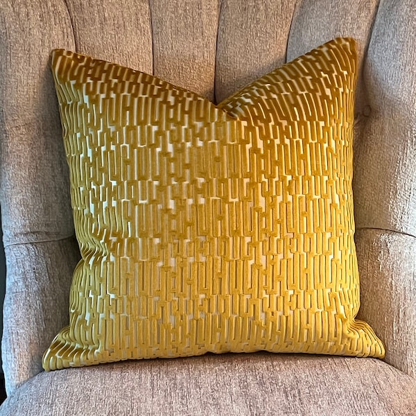 Gold cut velvet pillow cover