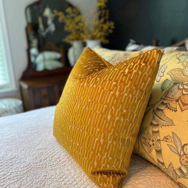 Gold Cut Velvet Pillow Cover Etsy