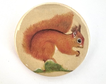 Red Squirrel Pin Badge, British Wildlife Collectors Button (3.8cm)