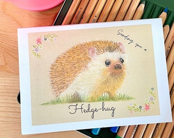Hedge-hug card. Cute sending you a hedgehug hedgehog card, for friends and family that need a pick me up.