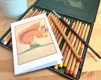 Red Squirrel blank card. British Wildlife greeting card great for a nature lovers birthday.