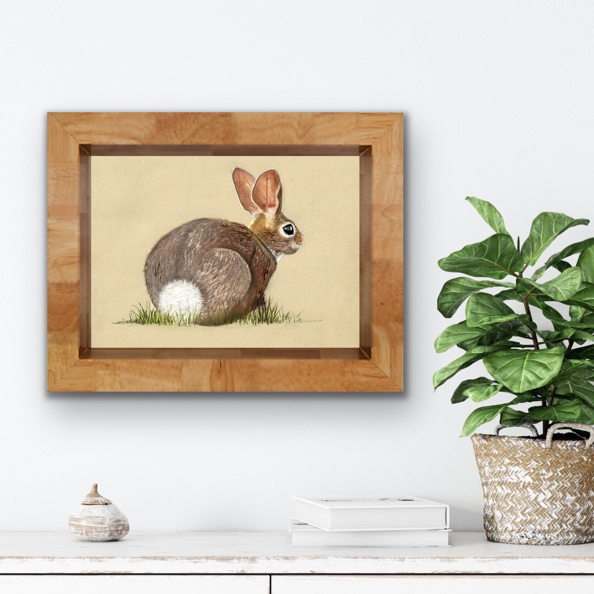 Rabbit wall art cute bunny home decor for nature lovers Etsy