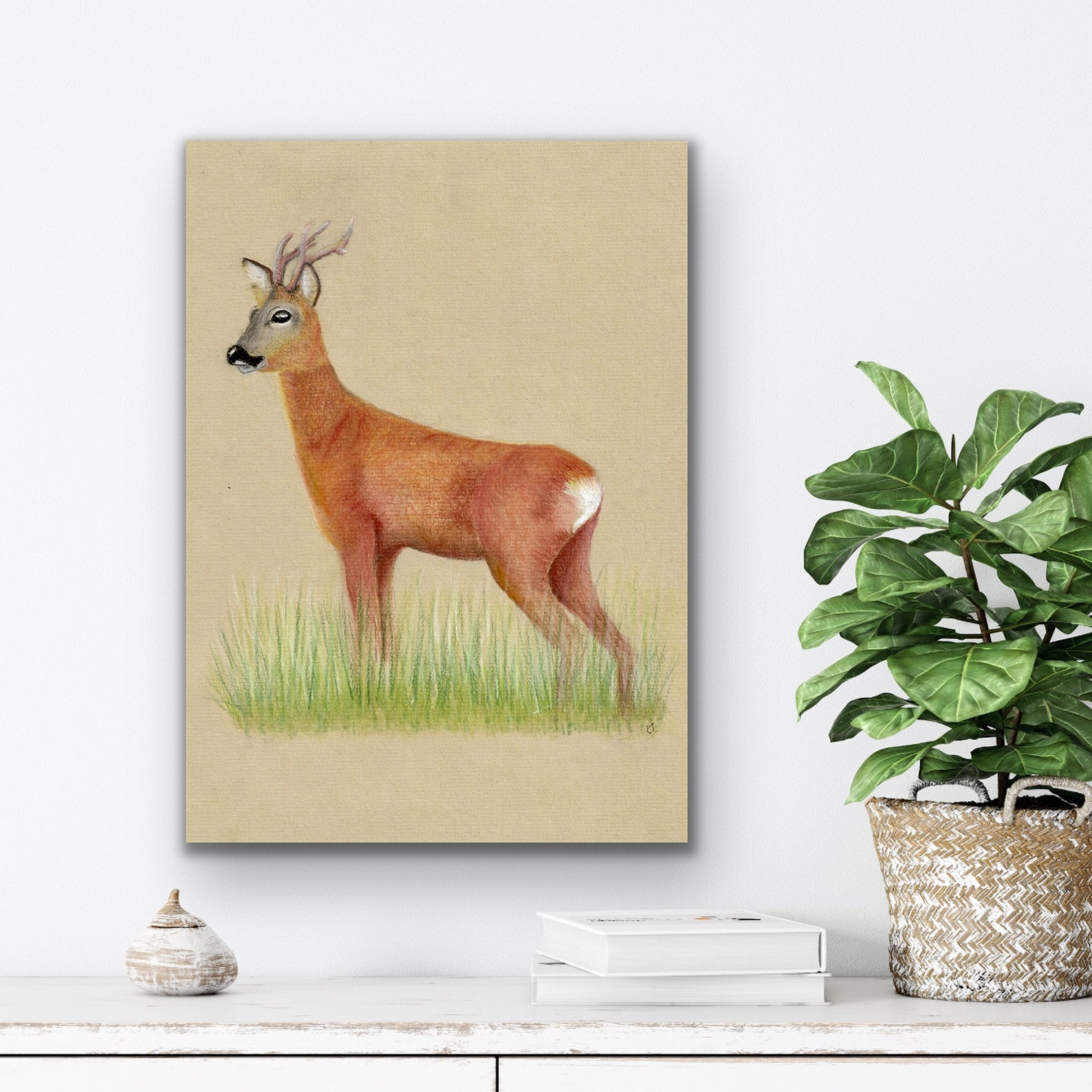 Roe Deer British Wildlife wall art print. A great gift for Etsy