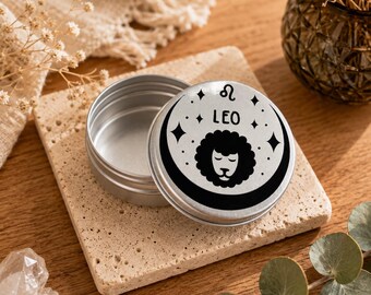 Leo Zodiac Tin, Astrology Storage Tin, 5.7cm Mini Trinket Box