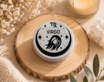 Virgo Zodiac Tin, Astrology Storage Tin, 5.7cm Mini Trinket Box