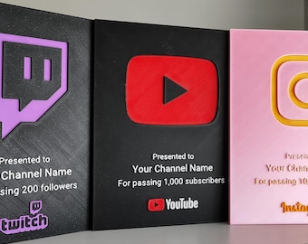 Placa de reconocimiento personalizada para redes sociales | Regalo personalizado para gamers, YouTubers, streamers, influencers y creadores de contenido