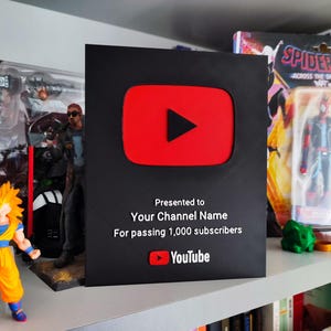 Personalized YouTube Plaque - Custom Creator Gift - 3D Printed Award