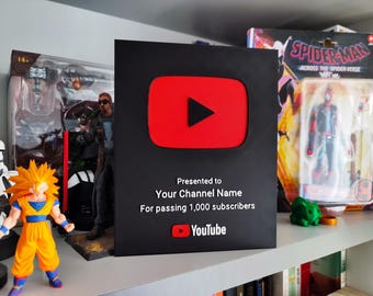 Placa personalizada de YouTube - Regalo personalizado para creadores - Premio impreso en 3D