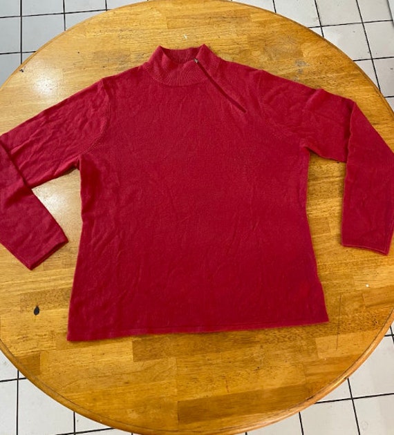 1980's Bright Red Mock Turtleneck Sweater - image 1