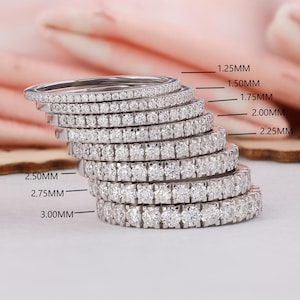 Moissanite Wedding Band Micro Pave Half Eternity Ring VVS Stackable 1.25-3MM Diamond Bridal Anniversary Band for Her