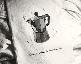 Kitchen Towel - Stovetop Espresso Maker, Cafetera, Bialetti, Cuban Coffee
