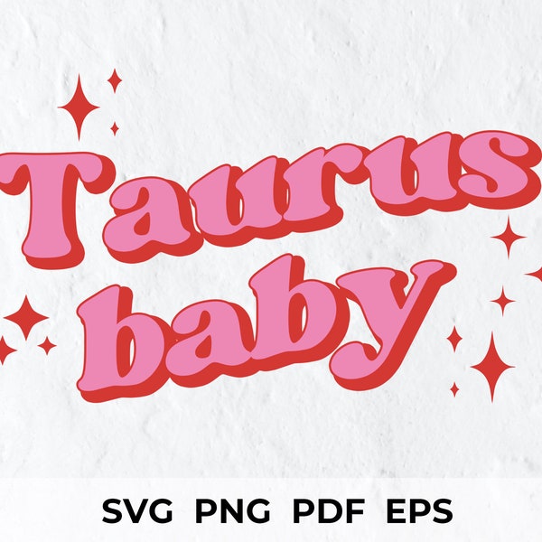 Taurus Baby Wavy Font Png, Zodiac Svg, Zodiac Signs Svg, Astrology Png, Wavy Text Svg, Horoscope Svg, Groovy Font, Sublimation Design