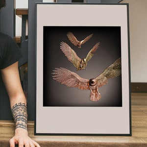 Modern Art Gold, Wall Print, The eagle&#39;s flyght, Poster Art, Luxury Wall art, Contemporary Print, Instant Download, Anniversary Gifts