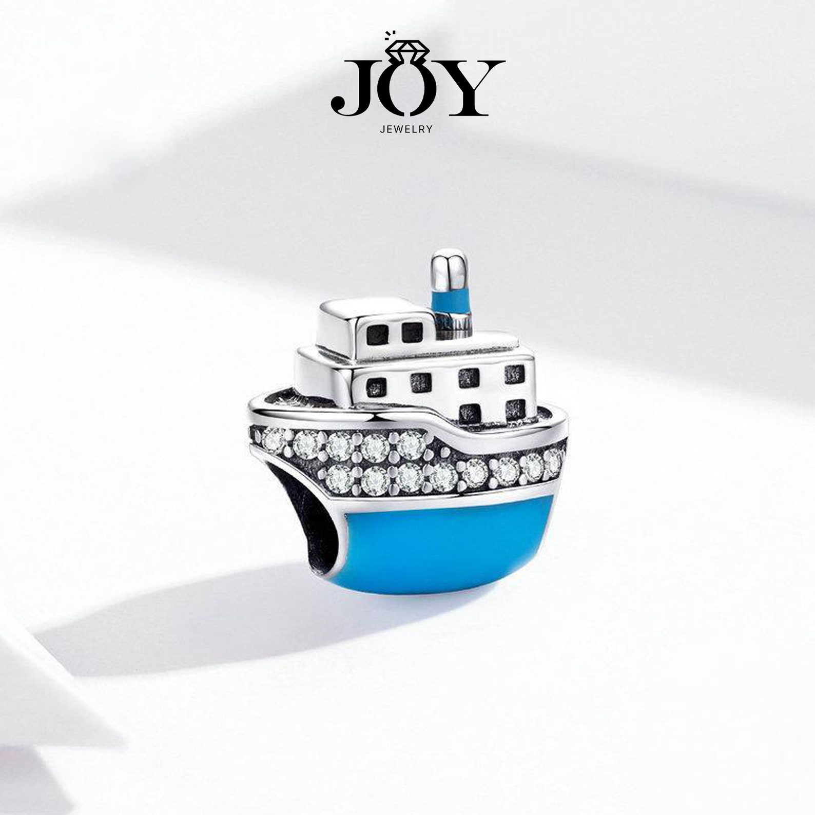 Blue Yacht Boat Sterling Silver Charm Bead Fits Pandora Etsy