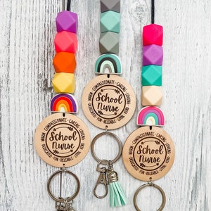 Cordón de enfermera escolar, carrete de insignia de enfermera, regalo de enfermera escolar, regalos de enfermera, cordón separable, cordón de enfermera arco iris