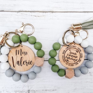 Regalo para logopeda, regalo para logopeda, terapia del habla, regalo personalizado para logopeda, llavero de pulsera para logopeda, pulsera para profesores