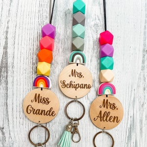 Gepersonaliseerde Beaded Lanyard voor leraren, leraar Lanyard gepersonaliseerd, kerstcadeau voor leraren, leraar cadeau, Breakaway Lanyard