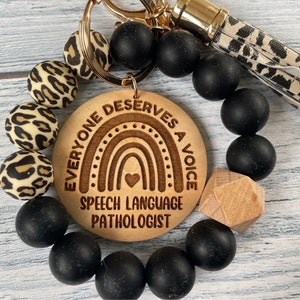 Speech Pathologist Gift, SLP Gift, Speech Therapy, Personalized SLP gift, SLP Key chain wristlet, Teacher Bracelet