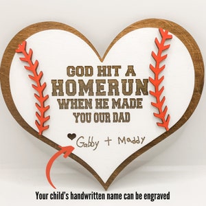 God Hit A Homerun When He Made You Our Dad, Personalized Father’s Day Gift, Dad Birthday Gift, Fathers Day Baseball Sign , Stepdad