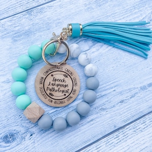 Speech Pathologist Gift, SLP Gift, Speech Therapy, Personalized SLP gift, SLP Key chain wristlet, Teacher Bracelet