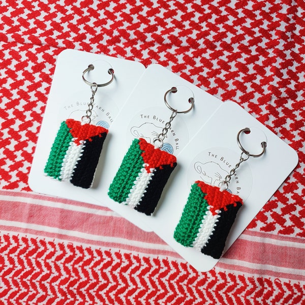 Crochet handmade Palestine flag keychain