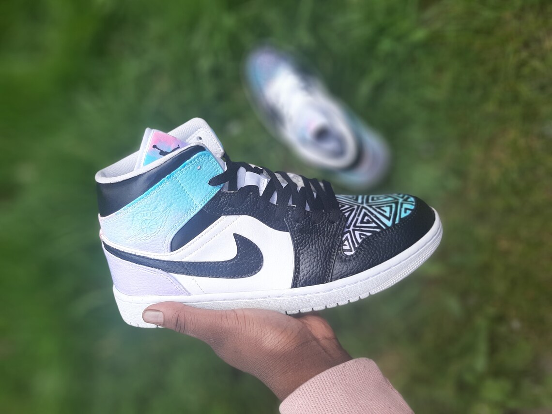 Pastel Patterned Jordan 1 Mids Etsy