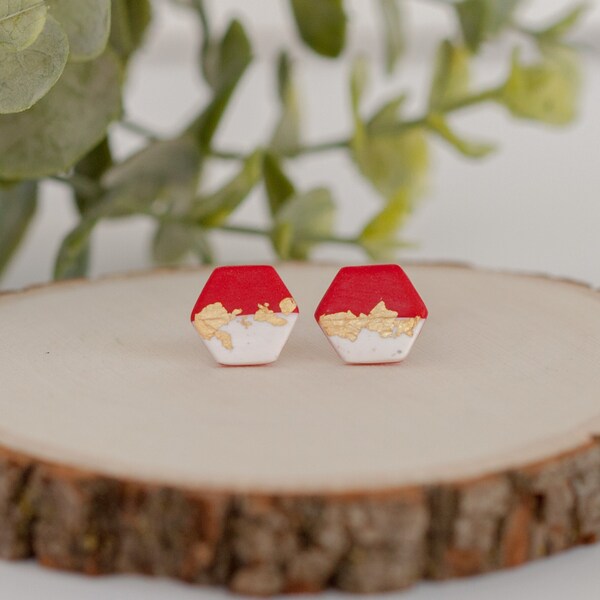 Kansas City Chiefs Stud Earrings, lightweight, hypoallergenic, handmade, KC Chiefs Football Clay Earrings