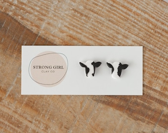 Cow Print Earrings - CLAY EARRINGS - Hypoallergenic and lightweight