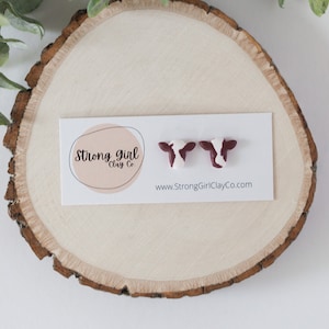 Brown/Red Cow Print Earrings - CLAY EARRINGS - Hypoallergenic and lightweight