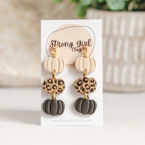 Leopard Pumpkin Earrings - Fall Autumn Earrings - Cheetah Pumpkin Clay Earrings, Handmade Clay Earrings - Animal Print Earring