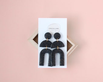 Black Statement CLAY EARRINGS | lightweight | hypoallergenic | handmade