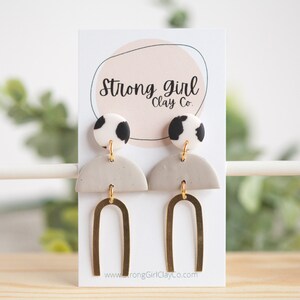 The Eloise Lightweight Brass and CLAY EARRINGS hypoallergenic handmade, modern earrings, Spring Earrings, Gift for her image 3