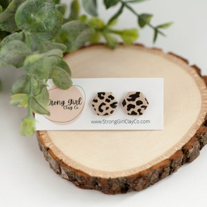 Cheetah Print Studs - CLAY EARRINGS | lightweight | hypoallergenic | handmade - Animal Print Stud Earrings
