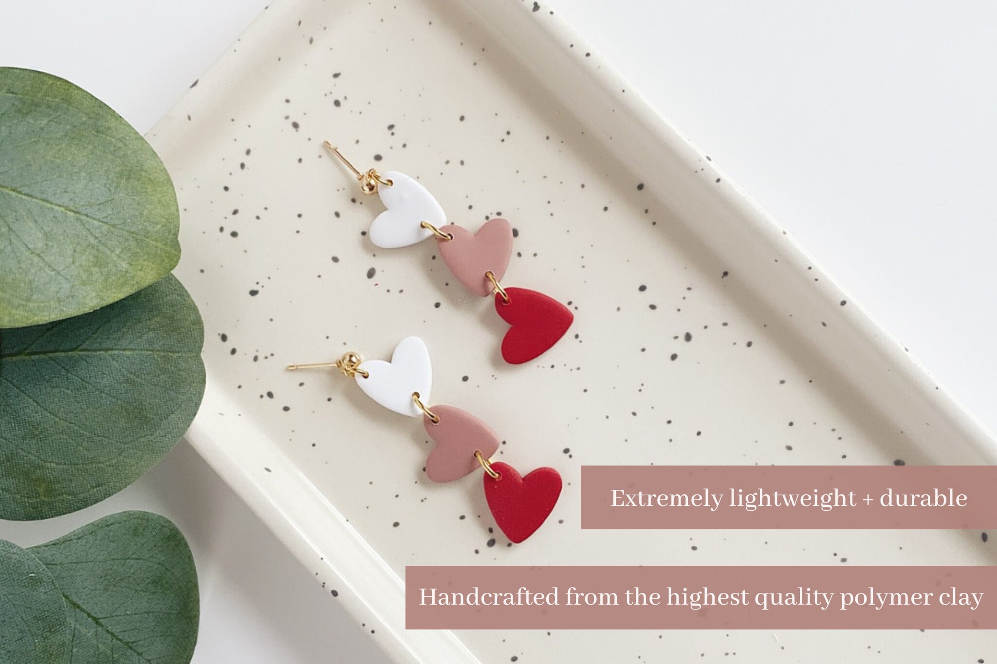 Valentines Earrings// Heart Earrings// Winter Earrings// Galantines  Earrings// Polymer Clay Earrings. 