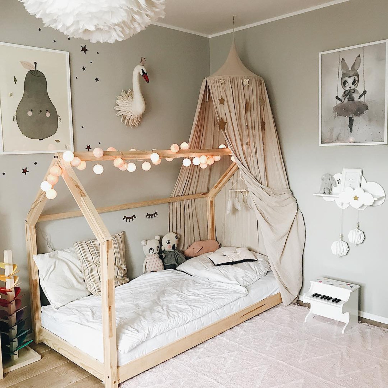 Hausbett 140x200 120x200 montessori bed lit cabane. floor Etsy