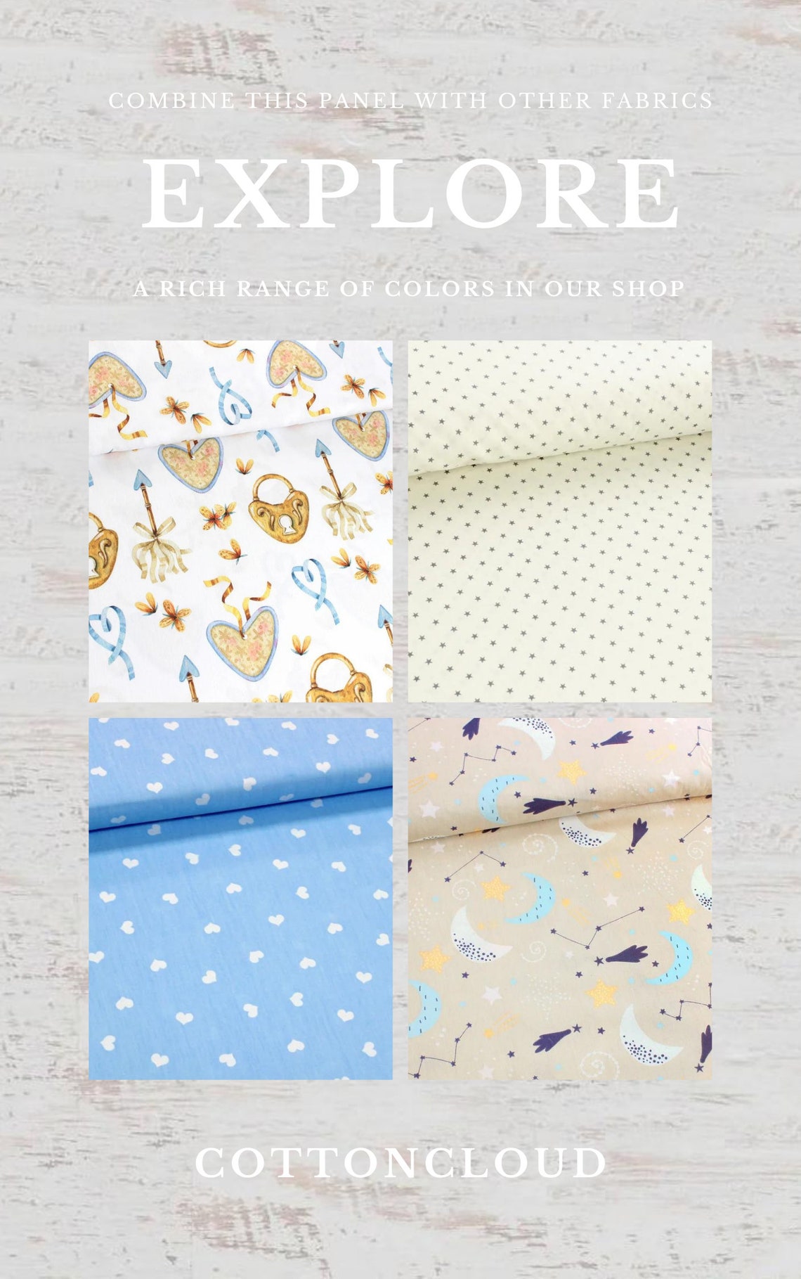 Angel baby boy fabric panel. For sewing patchwork quilting. Etsy