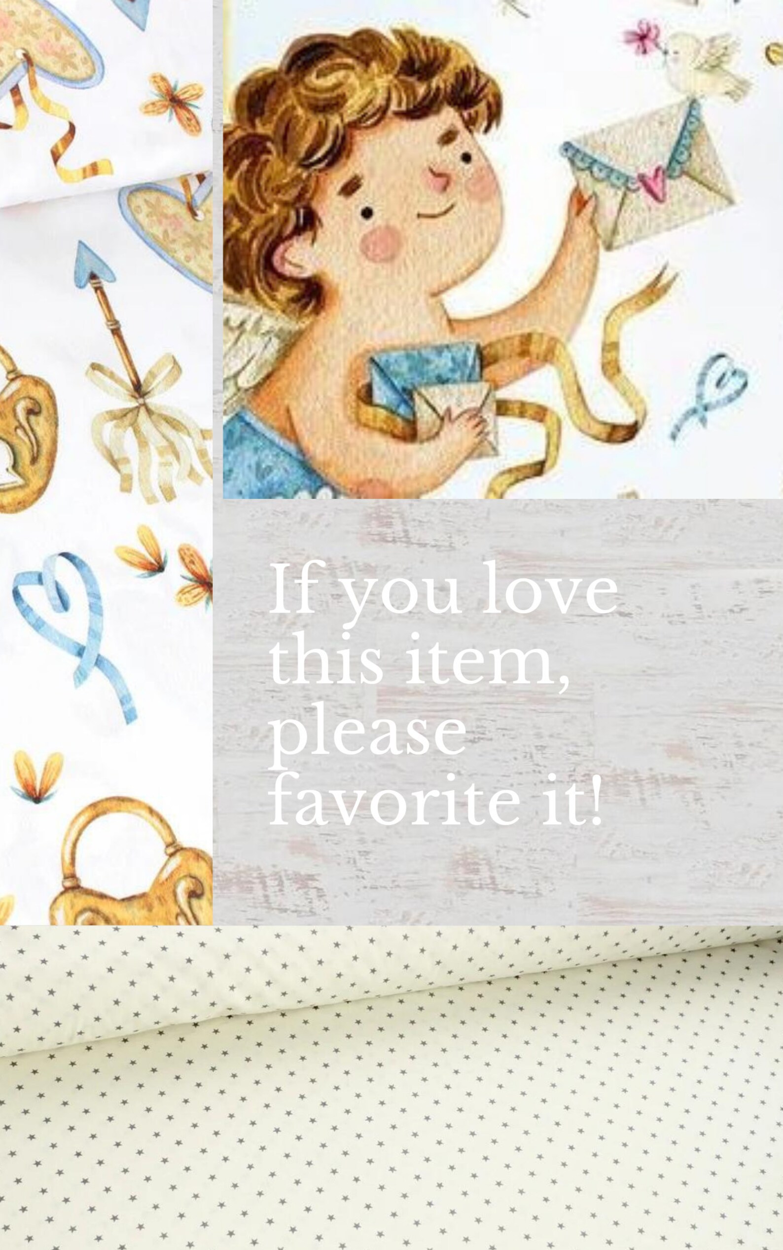 Angel baby boy fabric panel. For sewing patchwork quilting. Etsy