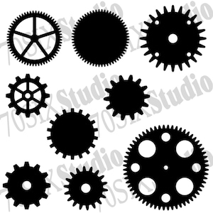 Zahnräder und Zahnräder digitaler Download, industrial SVG, Steampunk SVG