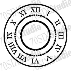 Hour and minute notched roman numeral clock face svg and png format.