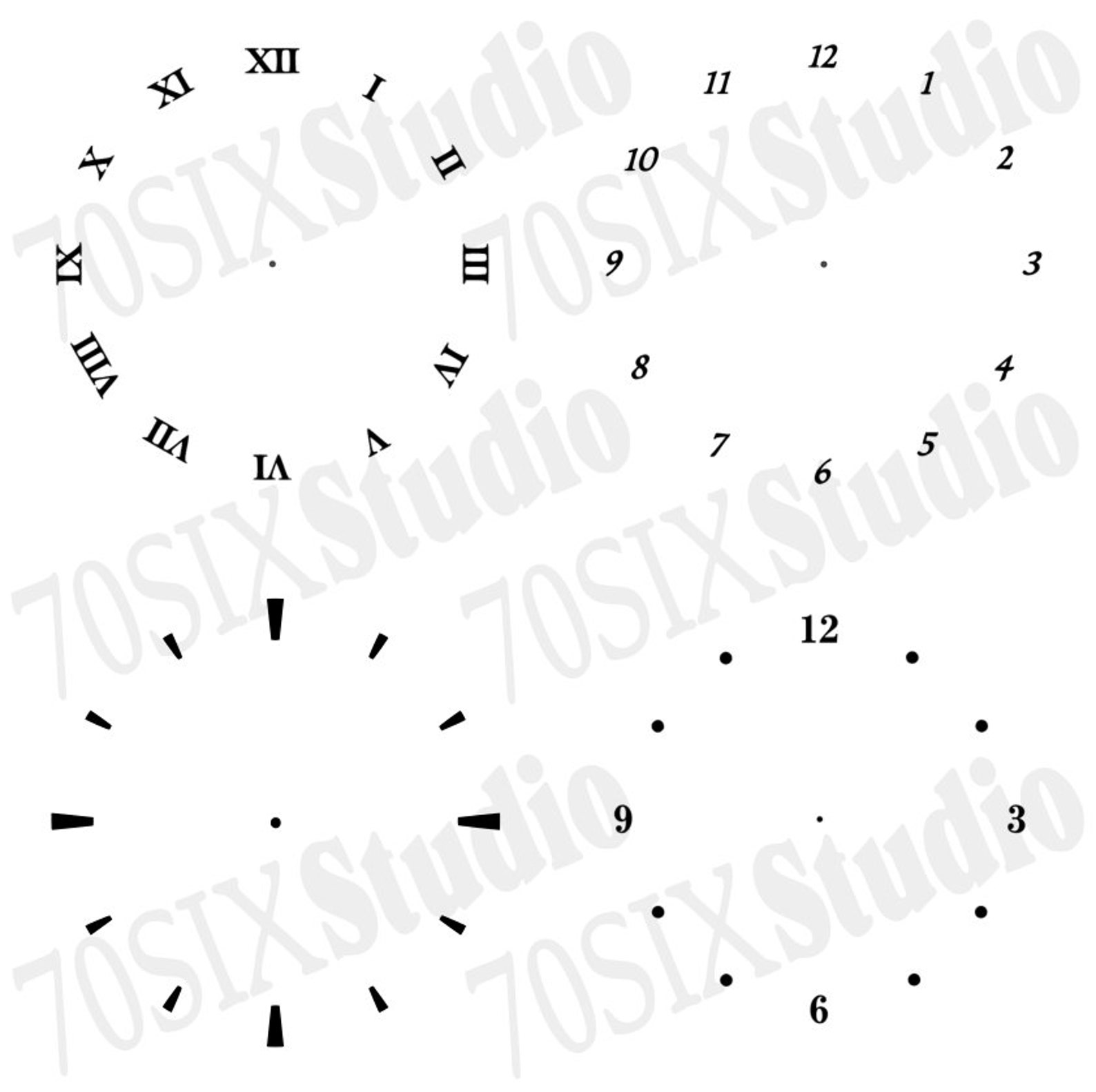 Clock Face Templates Simple Clock Templates Clock PNG Files - Etsy