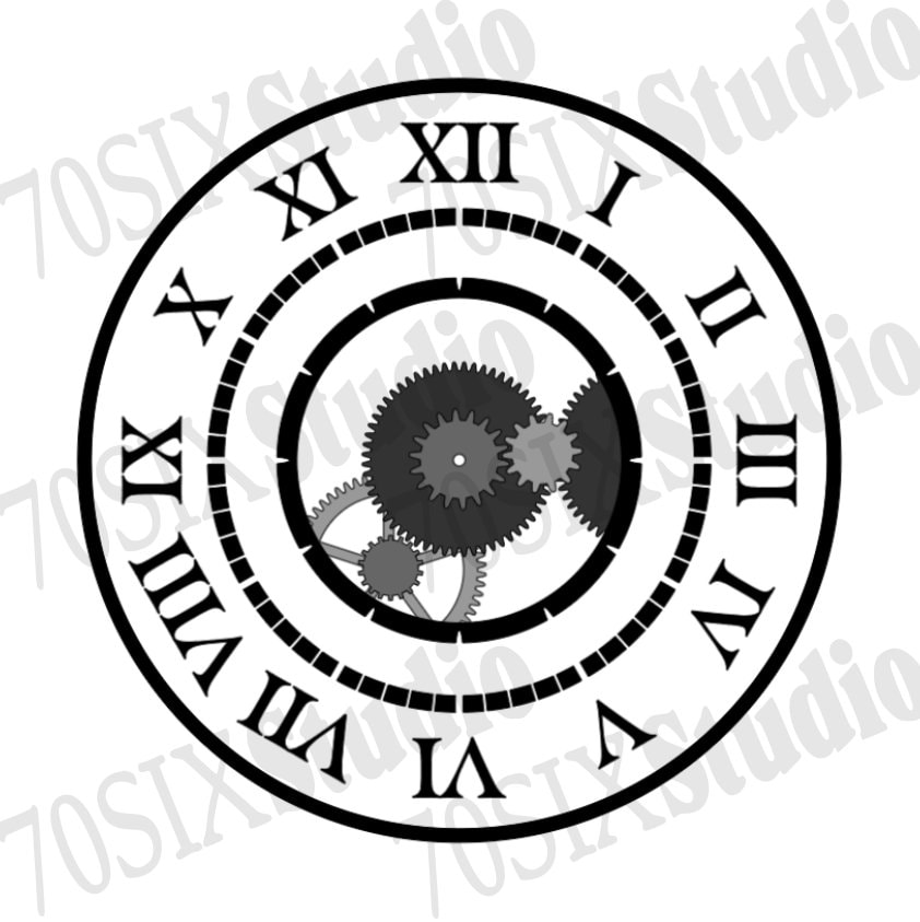 Exposed Gears Clock Template Available in PNG and SVG Format - Etsy
